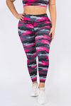 Plus Size Play it Up Pink Camo Active Leggings
