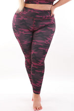 Plus Size Red Camouflage Active Leggings