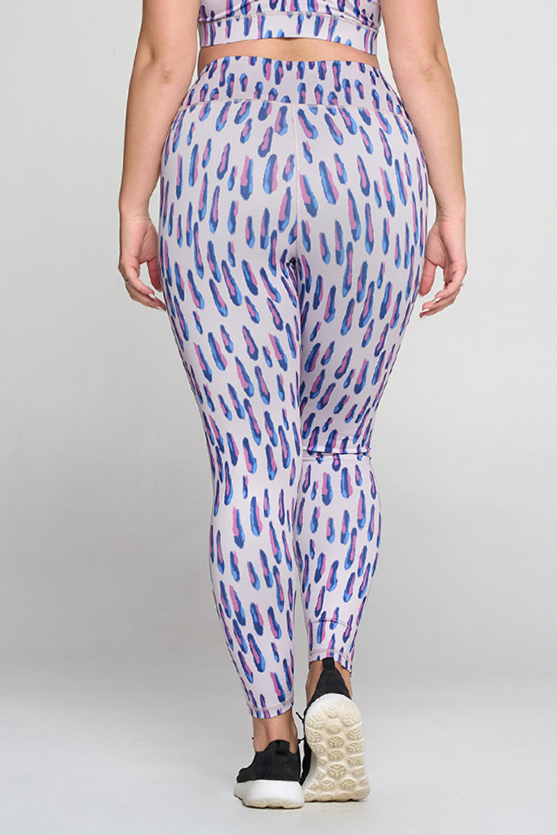Plus Size Abstract Purple Spotted Active Leggings