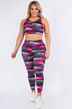 Plus Size Play it Up Pink Camo Active Set