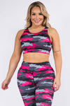 Plus Size Play it Up Pink Camo Active Sports Bra