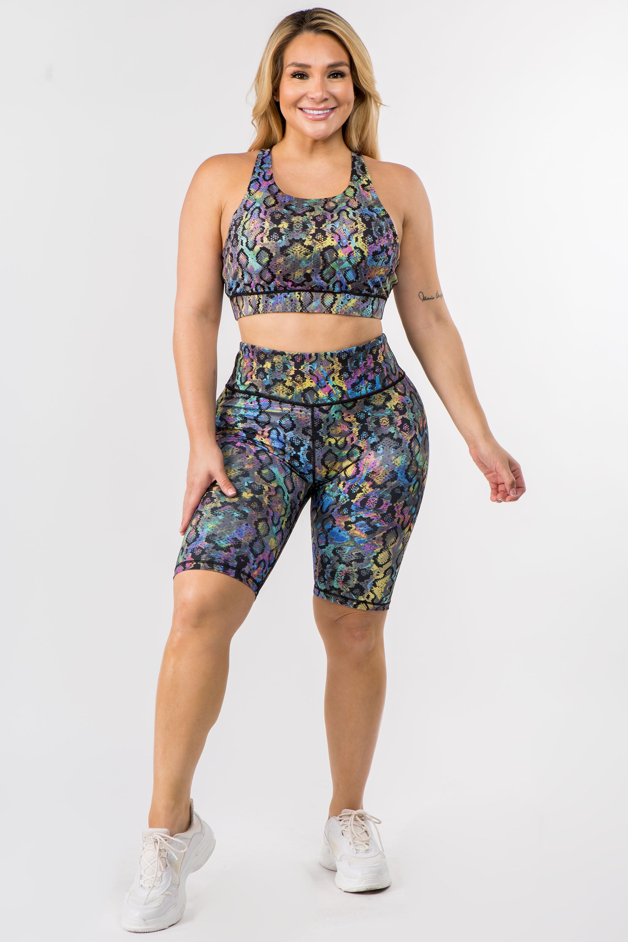 Plus Size High Energy Active Sports Bra and Biker Shorts Set