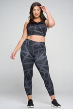 Plus Size Smoky Abstract Grid Active Set