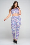Plus Size Abstract Purple Spotted Active Set