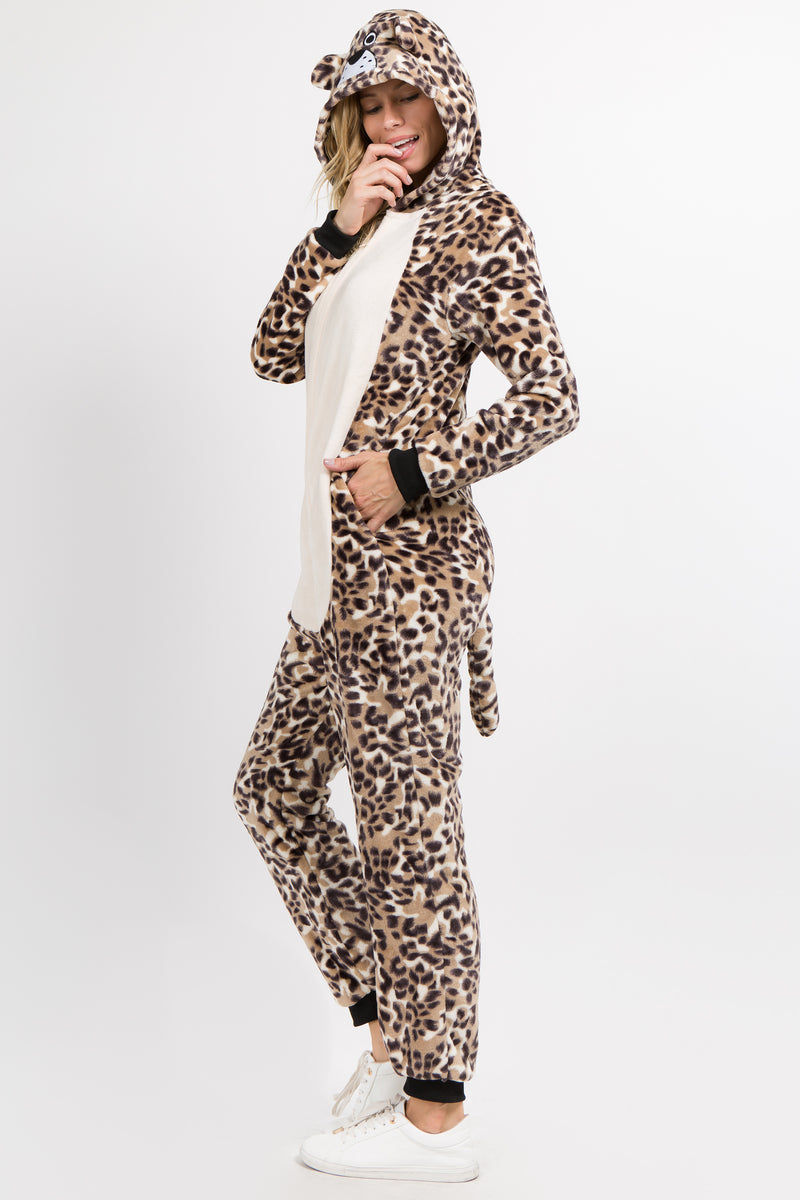 Plush Leopard Animal Onesie Pajama Costume
