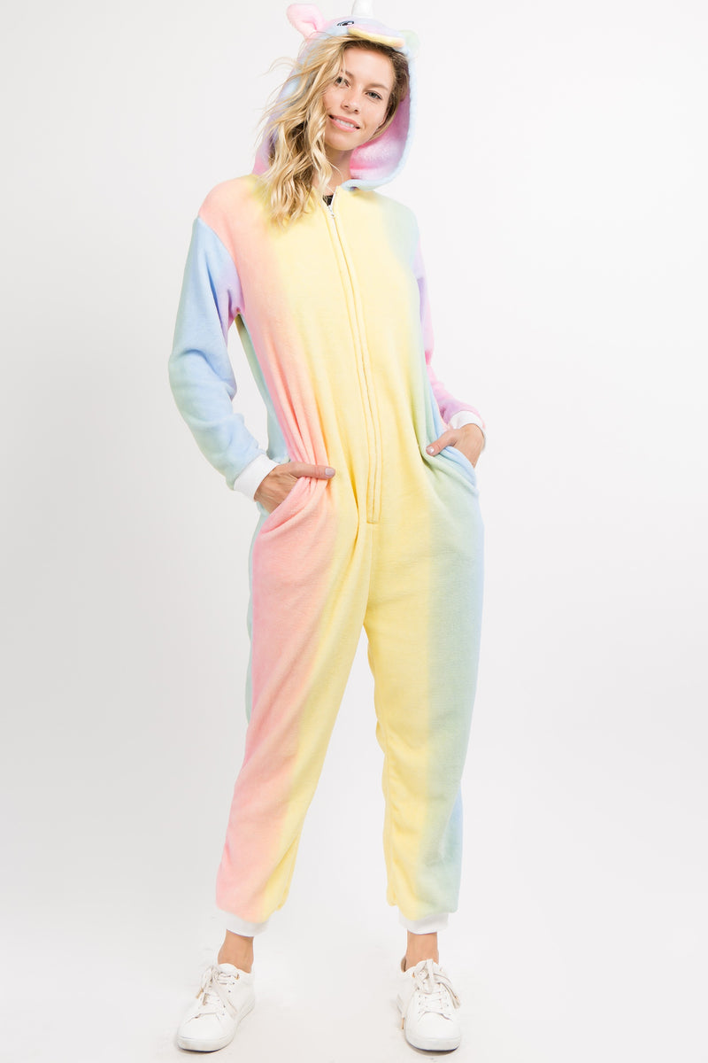 Plush Rainbow Unicorn Animal Onesie Pajama Costume