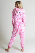 Plush Pink Leopard Animal Onesie Pajama Costume