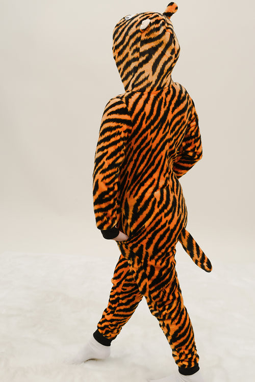 Kid's Plush Tiger Animal Onesie Pajama Costume