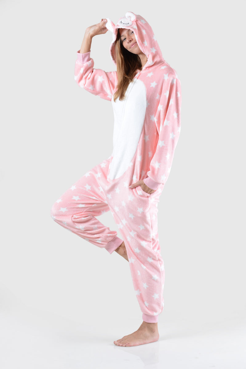 Plush Llama Star Print Animal Onesie Pajama