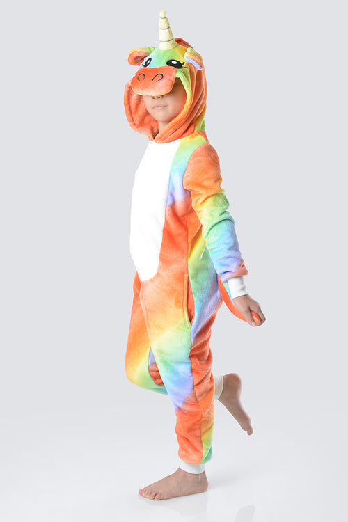 Kid's Plush Unicorn Rainbow Animal Onesie Pajama