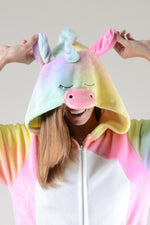 Plush Tie-Dye Unicorn Animal Onesie Pajama