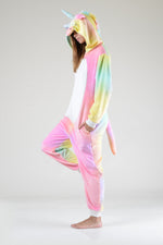 Plush Tie-Dye Unicorn Animal Onesie Pajama