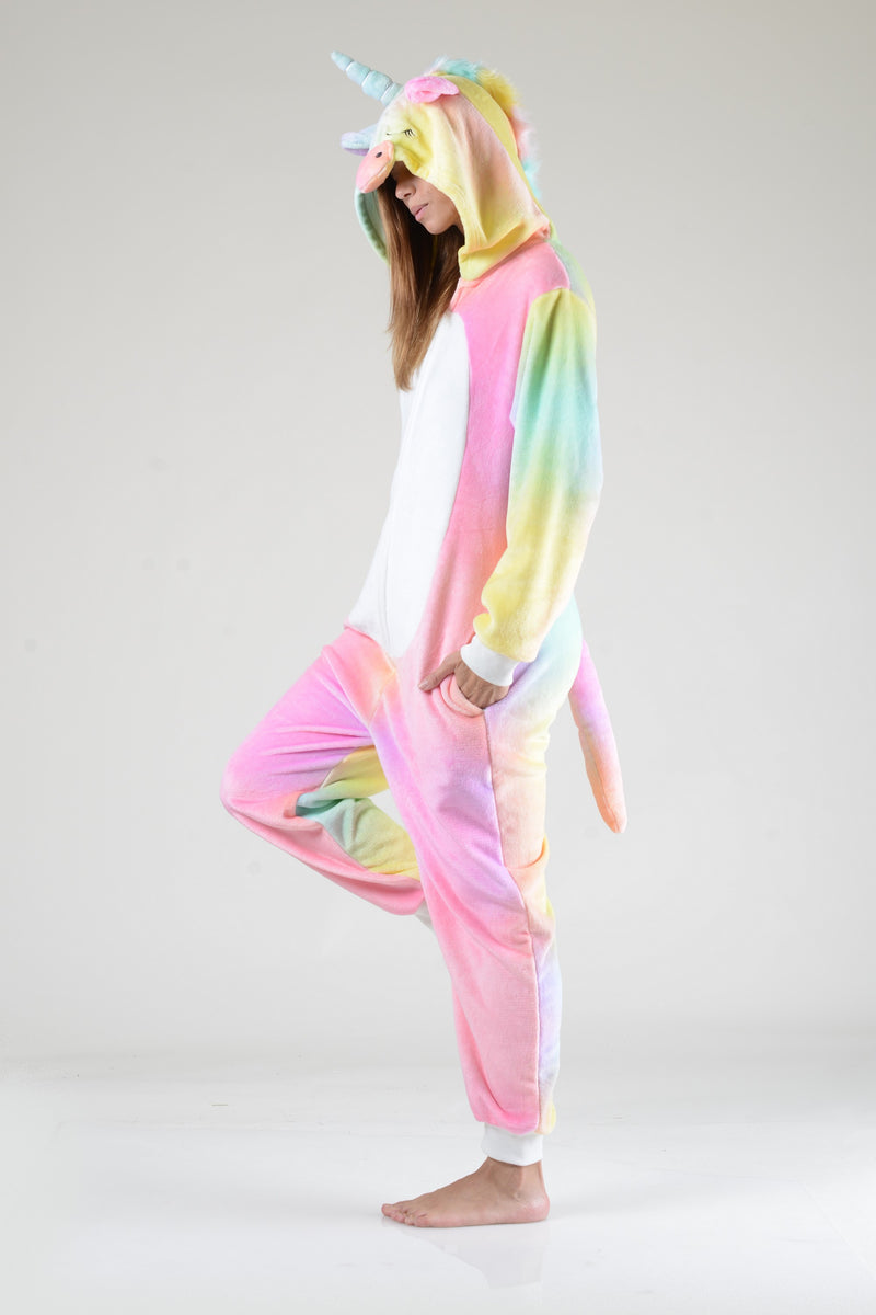 Plush Tie-Dye Unicorn Animal Onesie Pajama