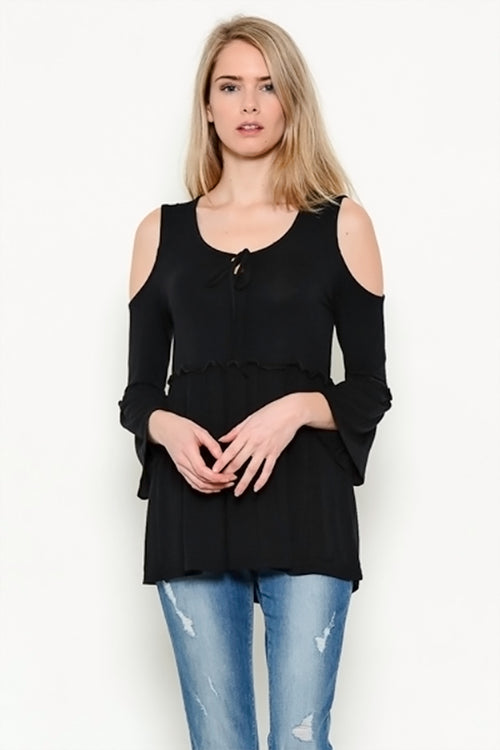 Daydreaming About You Cold Shoulder Peplum Top ICONOFLASH
