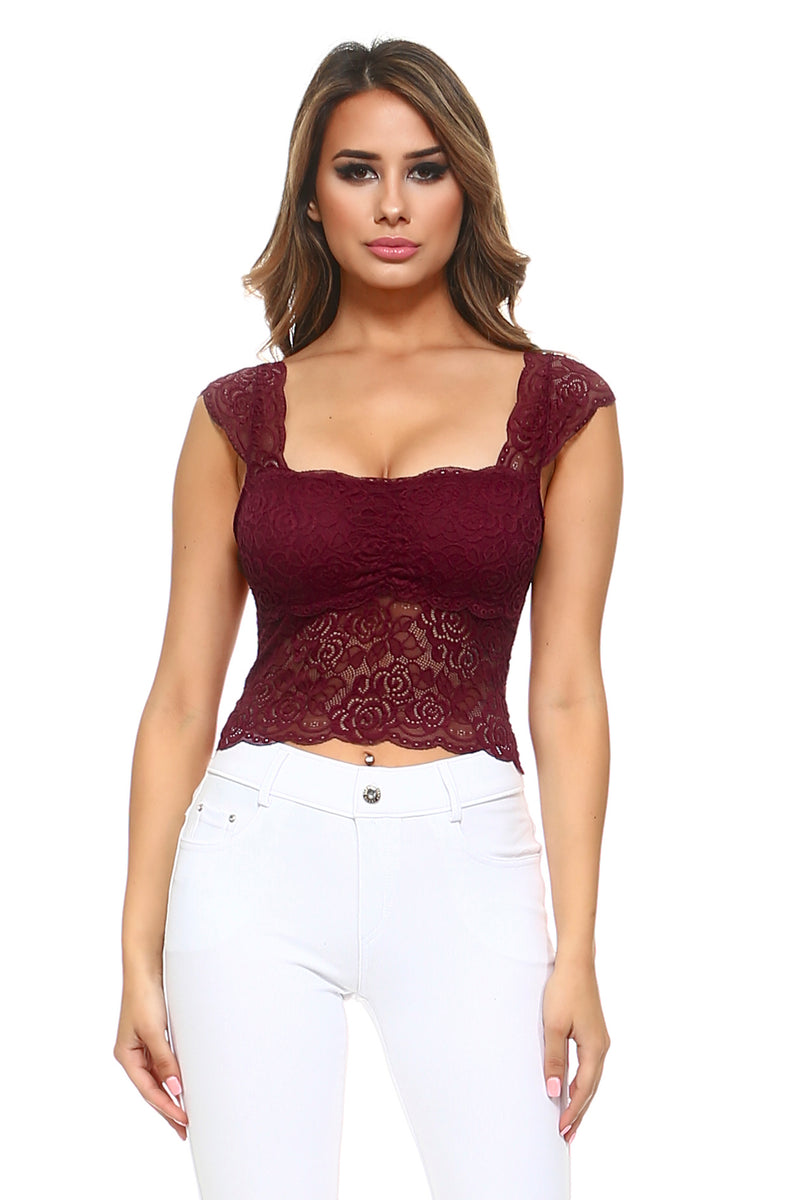 Sweetheart Lace Floral Longline Bralette Top – ICONOFLASH