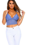 blue lace longline bra with support