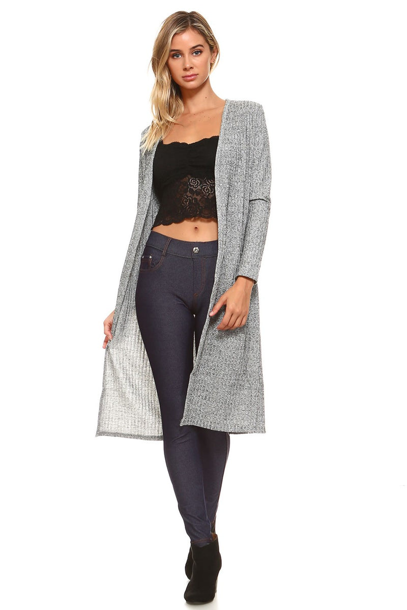 Shimmer Lurex Open-Front Ribbed Cardigan ICONOFLASH