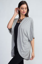 heather grey short sleeve wrap sweater for women 
