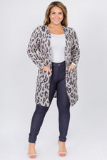 Plus Size Wild Leopard Print Cardigan