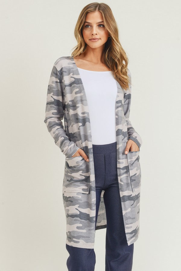 Camouflage Cardigan with Pockets