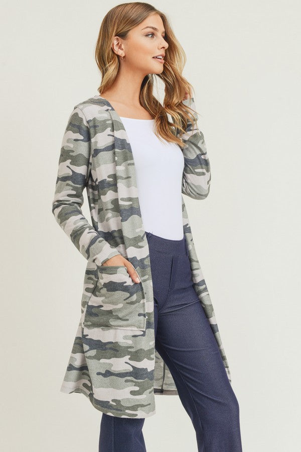 Camouflage Cardigan with Pockets