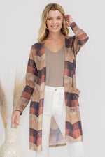 Woven Knit Printed Open Front Cardigan