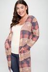 Plus Size Woven Knit Printed Open Front Cardigan