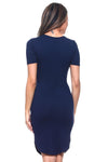 navy blue short sleeve scoop dress