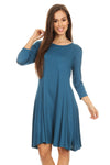 Charming 3/4 Sleeve Swing Dress ICONOFLASH