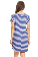 Simply Stated Striped T-Shirt Dress ICONOFLASH
