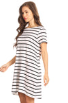 Striped Criss Cross Back Tunic Dress with Pockets Iconoflash