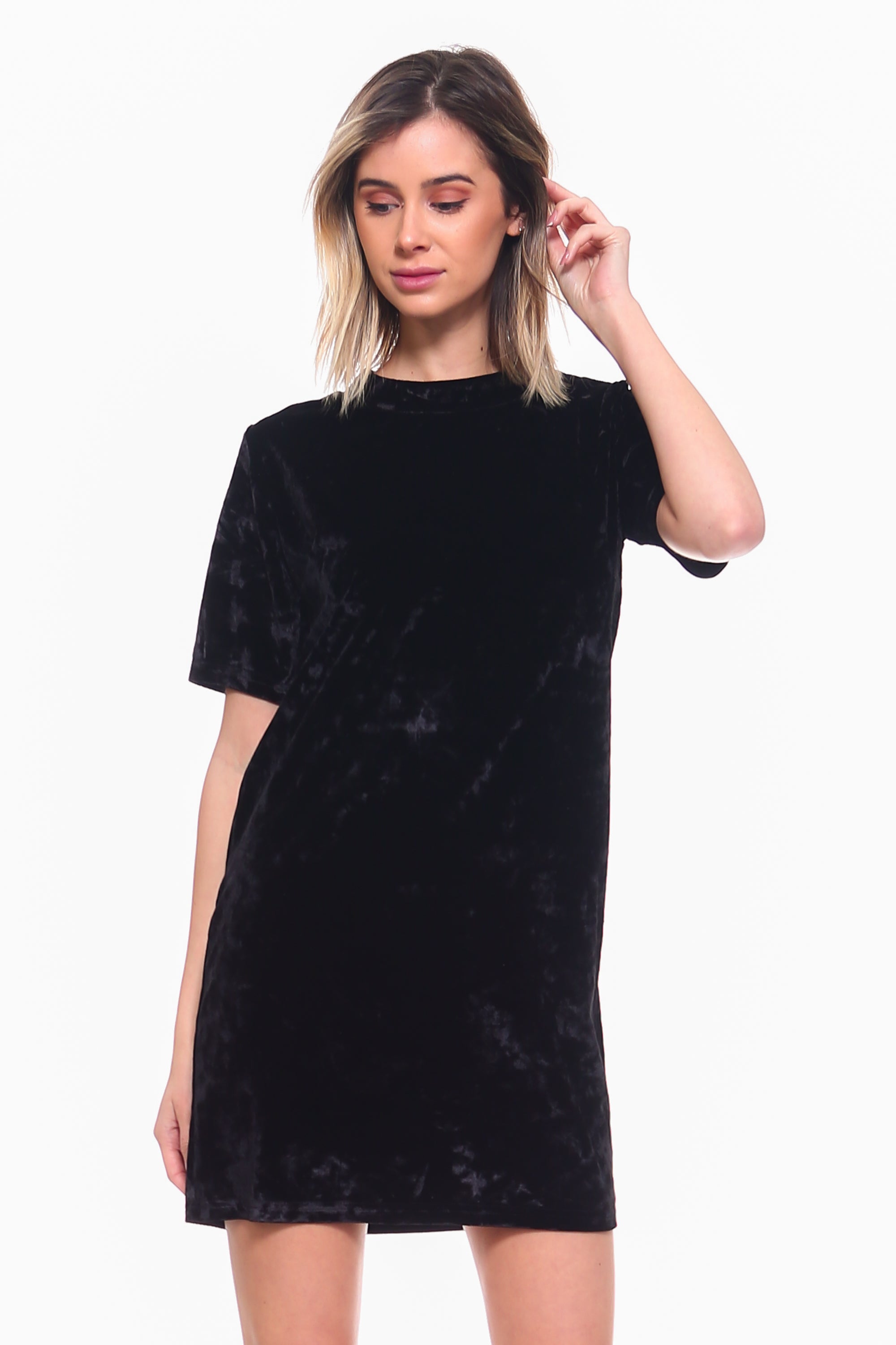 Crushed Velvet T-Shirt Dress – ICONOFLASH