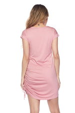 pink short sleeve tunic dress 