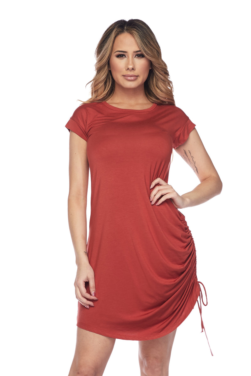 One Sided Short Sleeve Cinched Dress