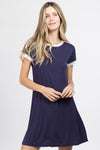 short sleeve navy blue short dress