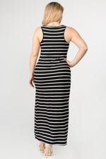 Plus Size Solid Striped Tank Maxi Dress
