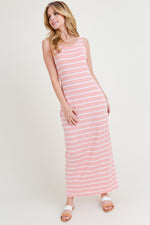 pinke striped maxi bodycon dress