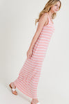 pink sleeveless bodycon long dress