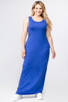 blue plus size sleeveless dress