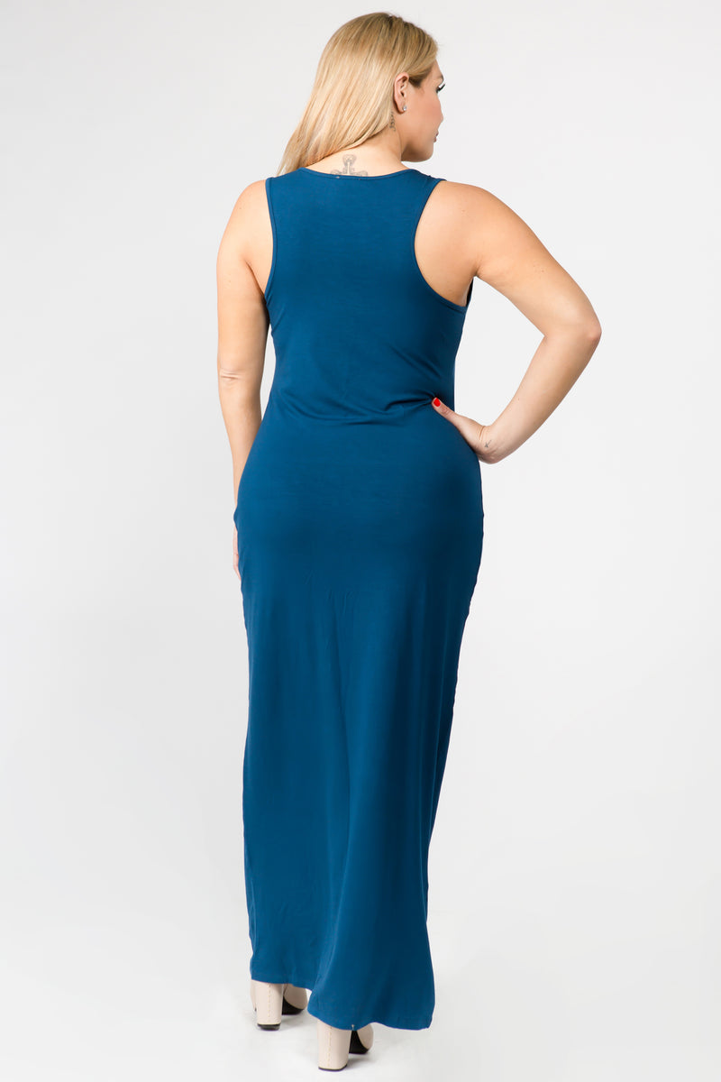 turquoise sleeveless maxi dress