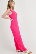 neon pink maxi bodycon dress