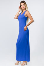 blue solid maxi dress
