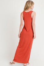 rust orange sleeveless maxi dresses