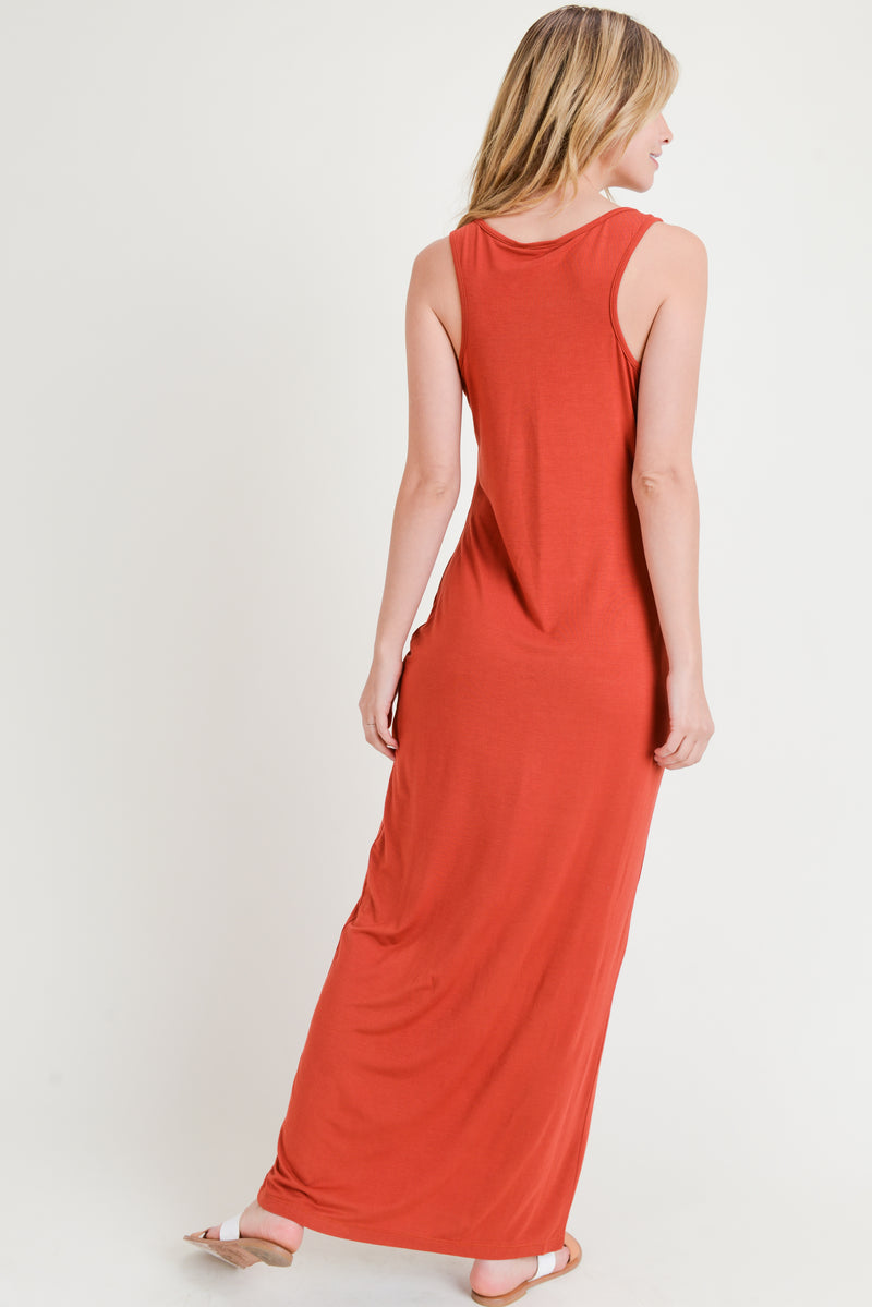 rust orange sleeveless maxi dresses