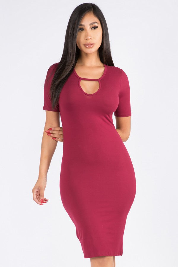 Caught My Eye Keyhole Midi Dress ICONOFLASH