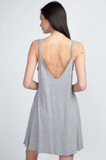 heather grey open back dress for women