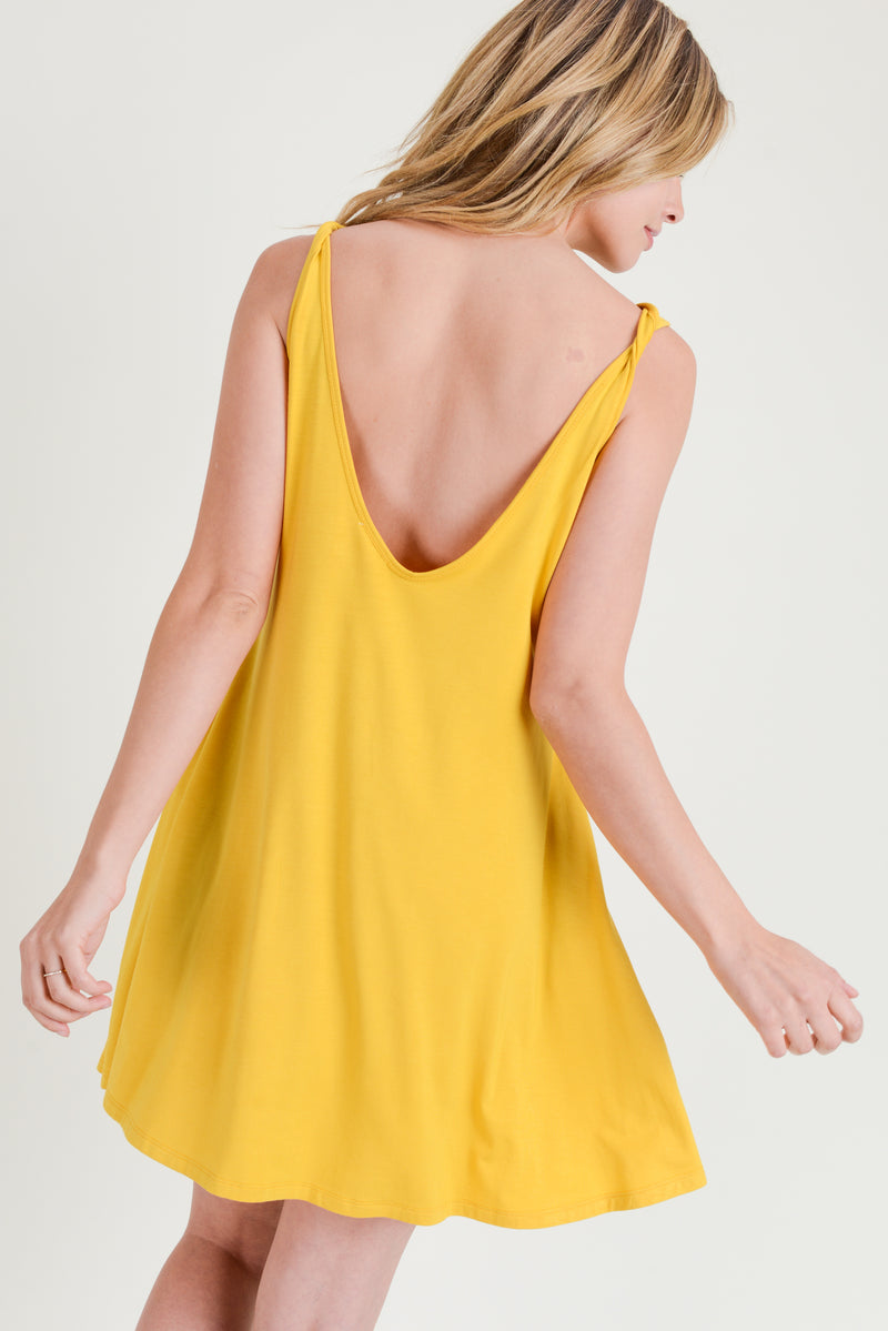 yellow a-line short dress for summer