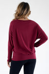 wine red long sleeve dolman tunic tops 