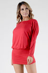 red dolman tunic dresses for women