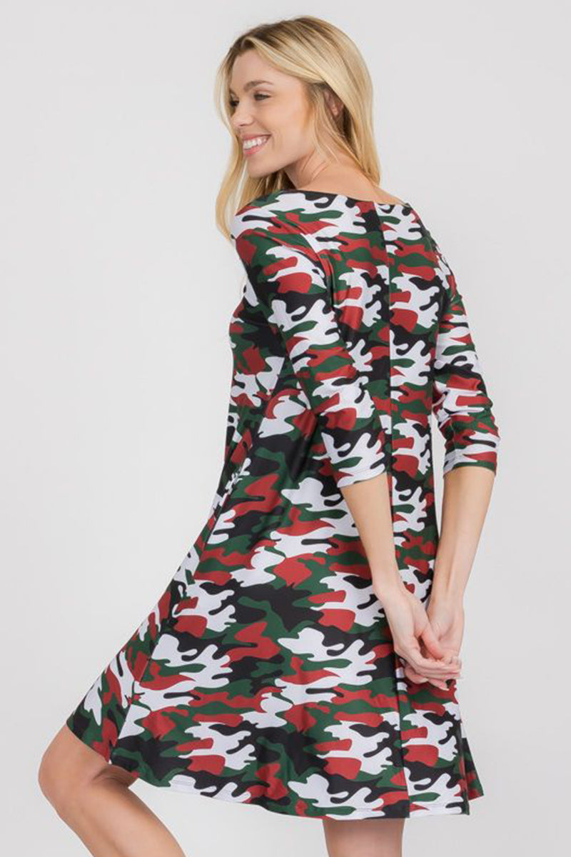 Camo Print A-Line Dress